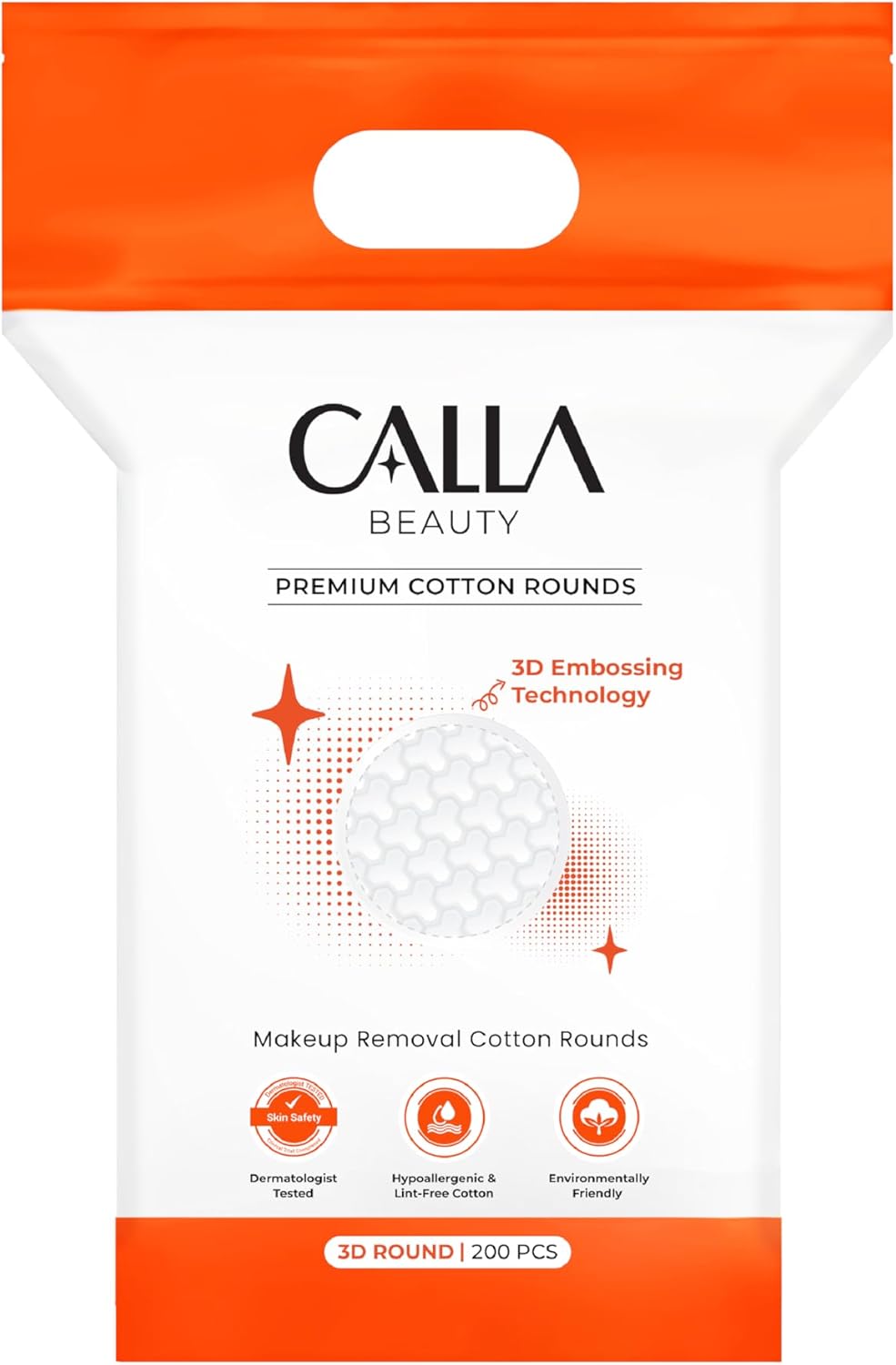 3D Cotton Rounds for Face, Textured Thick Cotton Pads, Tear-Resistant & Low Lint Makeup Remover Pads, Absorbent Toner Pads for Daily Skincare (200 Counts)