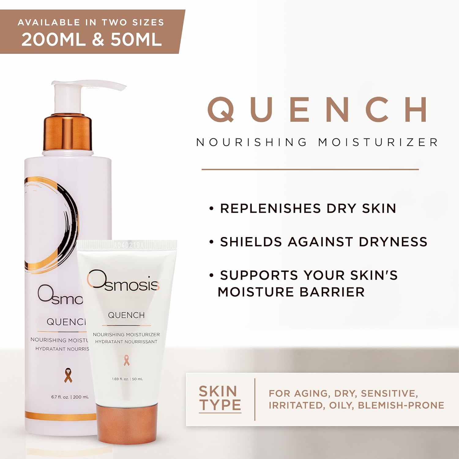 OSMOSIS QUENCH Daily Hydrating Facial Moisturizer Face Lotion with Jojoba Oil, Shea Butter, and Hyaluronic Acid, For Dry To Normal Skin
