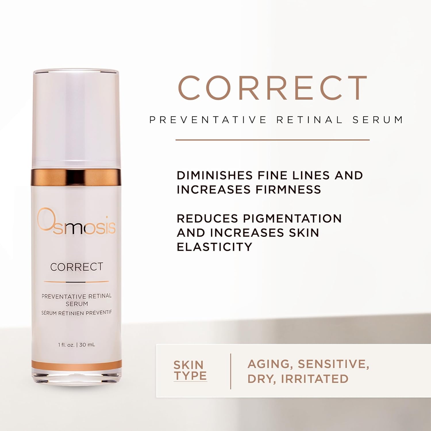 OSMOSIS Correct Preventative Retinal Serum Facial Serum for Fine Lines and Texture 1 Fl Oz