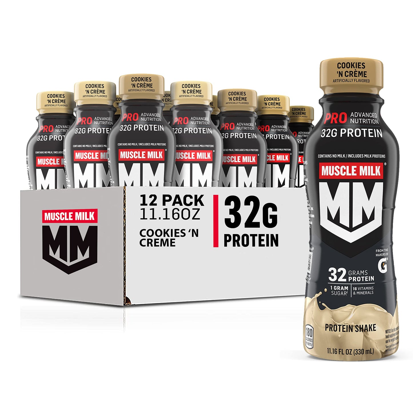 Muscle Milk Pro Series Protein Shake, Knockout Chocolate, 32g Protein, 11.16 Fl Oz (Pack of 12)