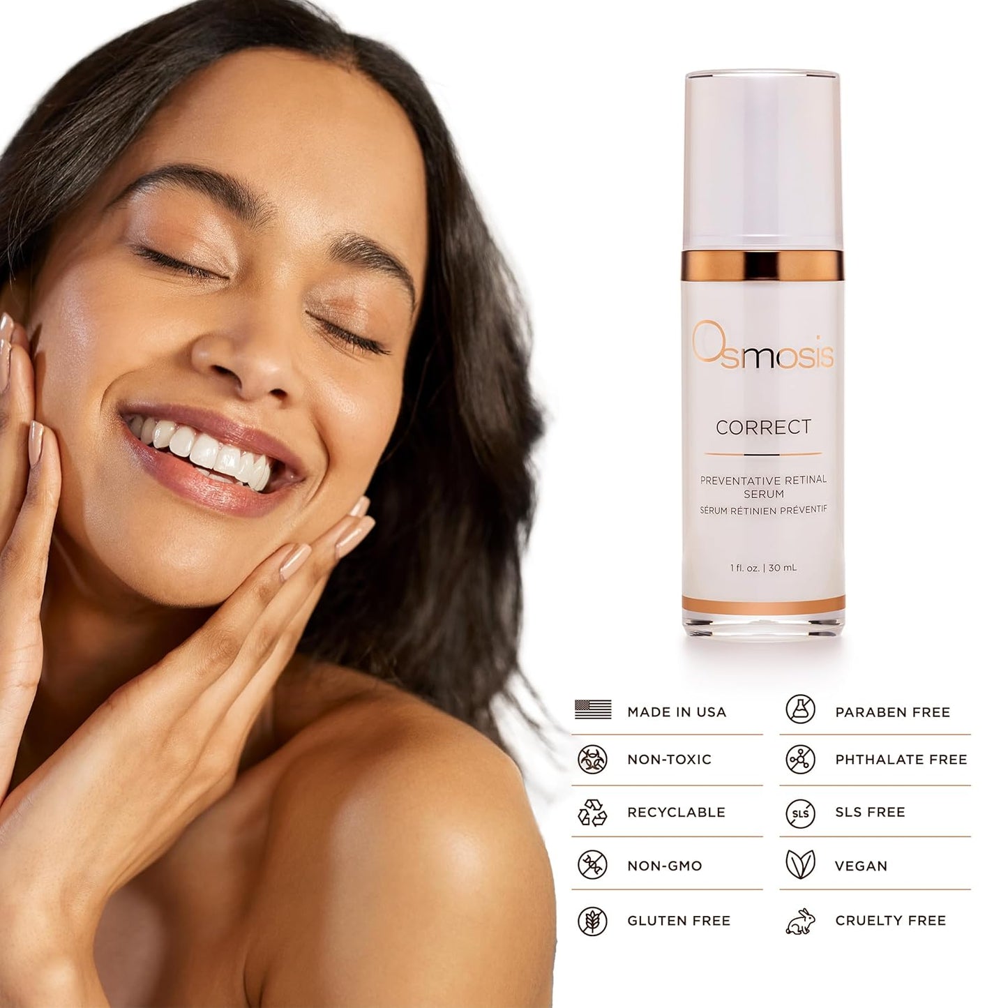 OSMOSIS Correct Preventative Retinal Serum Facial Serum for Fine Lines and Texture 1 Fl Oz