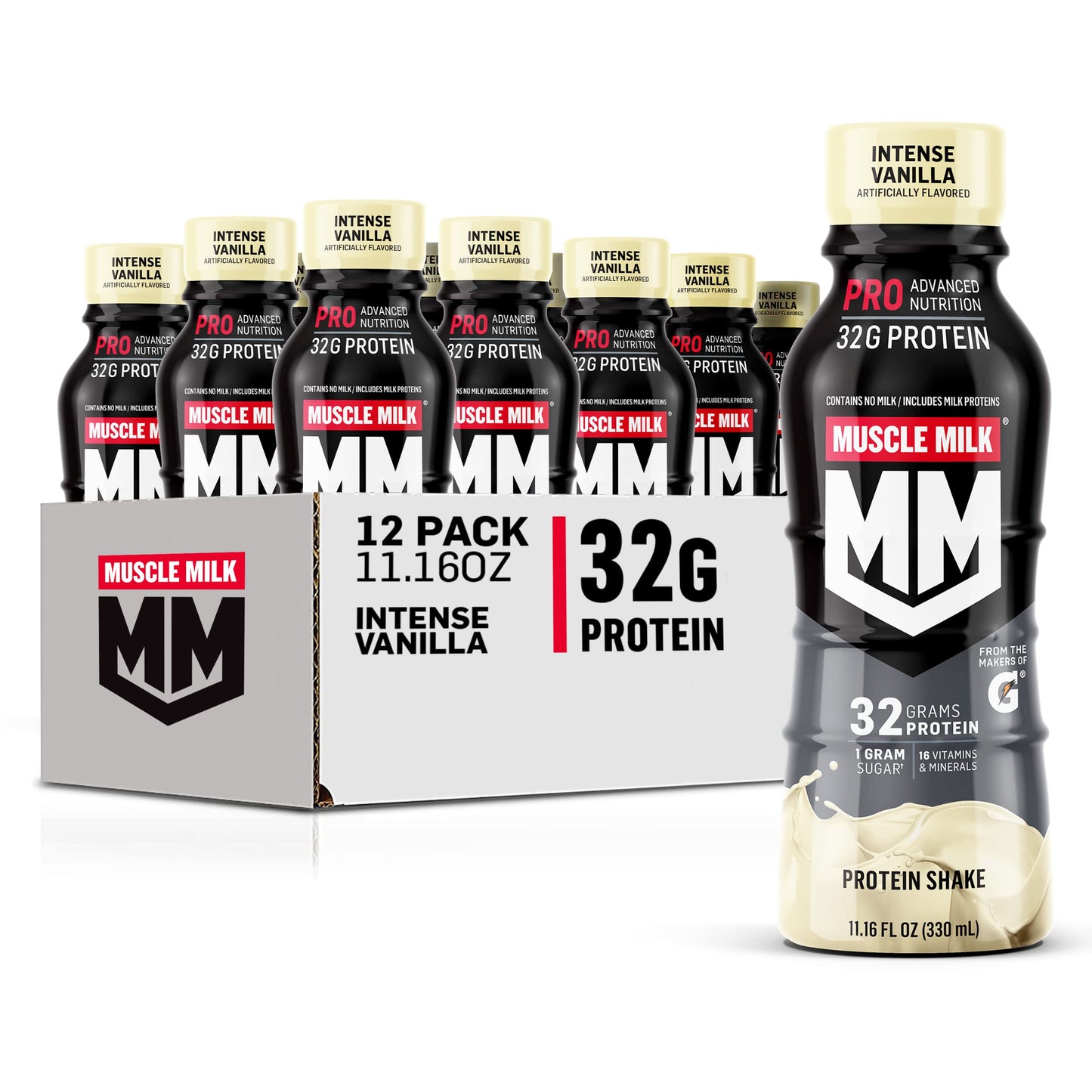 Muscle Milk Pro Series Protein Shake, Knockout Chocolate, 32g Protein, 11.16 Fl Oz (Pack of 12)