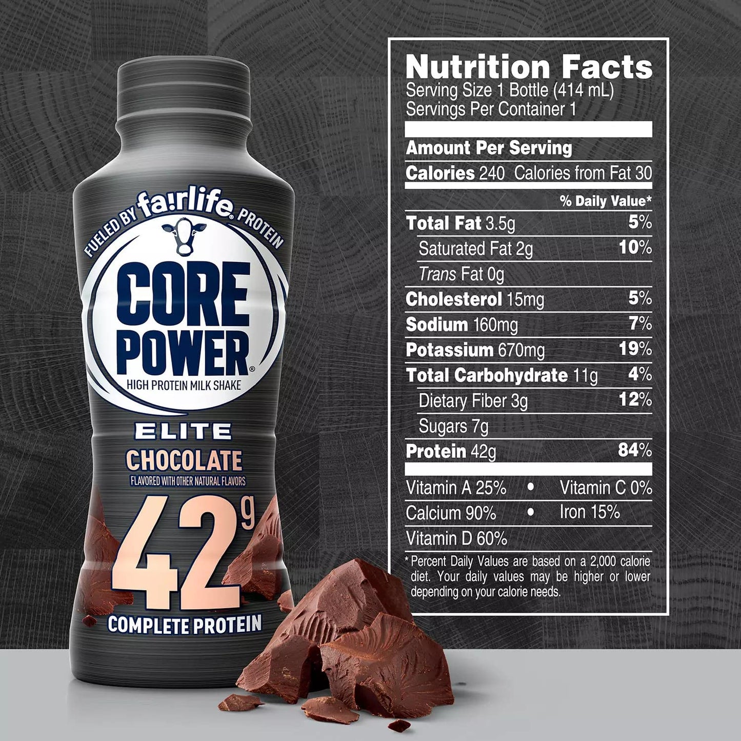 FAIRLIFE NUTRITION PLAN Core Power Elite 42g. Protein Shake, Chocolate - Liquid (14 fl. oz, 8 pk.)